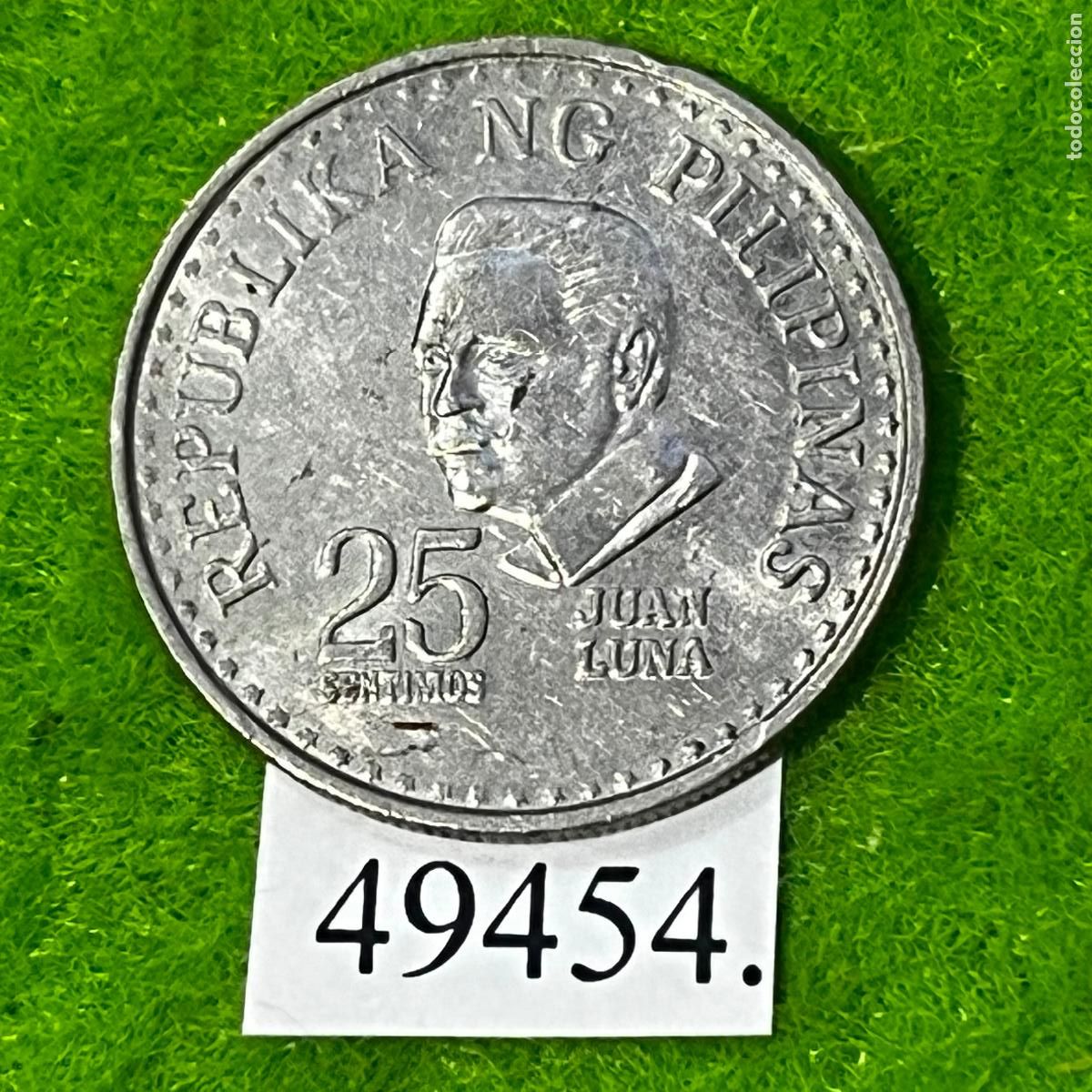 Monedas antiguas de Asia: Filipinas 25 c&eacute;ntimos 1977, pintor Juan Luna