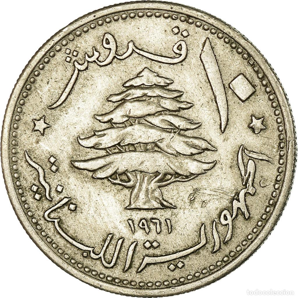 Monedas antiguas de Asia: [#739123] Moneda, L&iacute;bano, 10 Piastres, 1961, MBC, Cobre - n&iacute;quel, KM:24