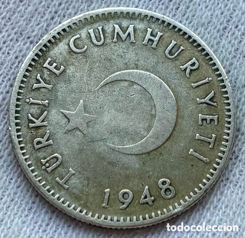 Monedas antiguas de Asia: Moneda PLATA TURQU&Iacute;A 1 Lira 1948