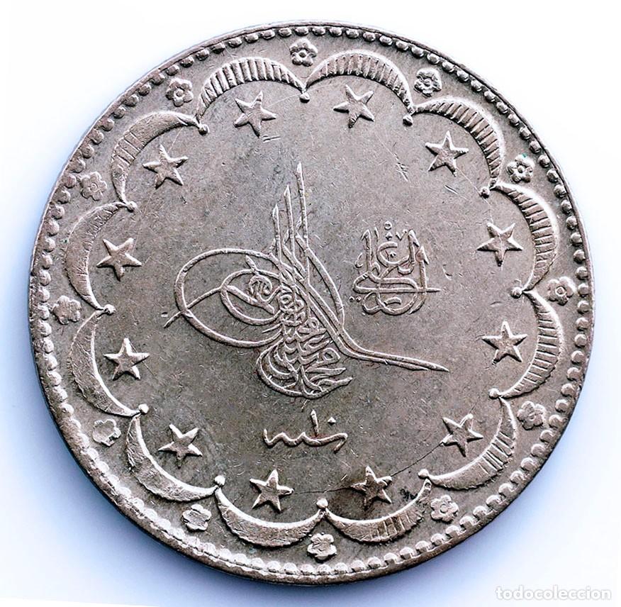 Monedas antiguas de Asia: SC-Turqu&iacute;a. Muhammad V . 20 Kurush 1918, EBC+/XF+. Plata 24,3 g Brillo original