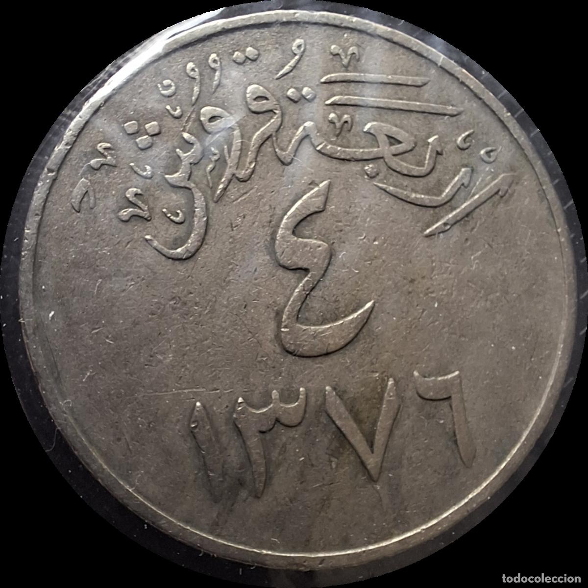 Old Coins of Asia: Arabia Saud&iacute;. 4 qirsh 1957 (1376)