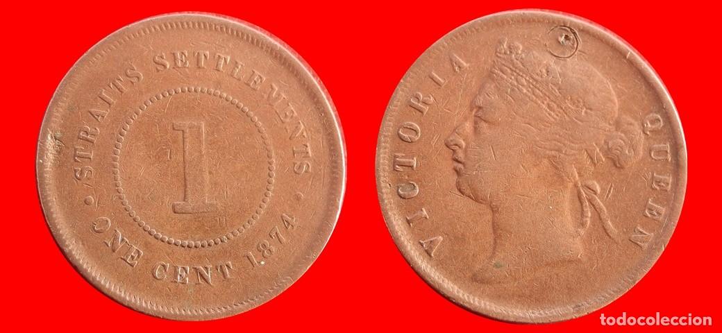 Monedas antiguas de Asia: 1 CENTAVO 1874 STRAITS SETTLEMENTS-156521