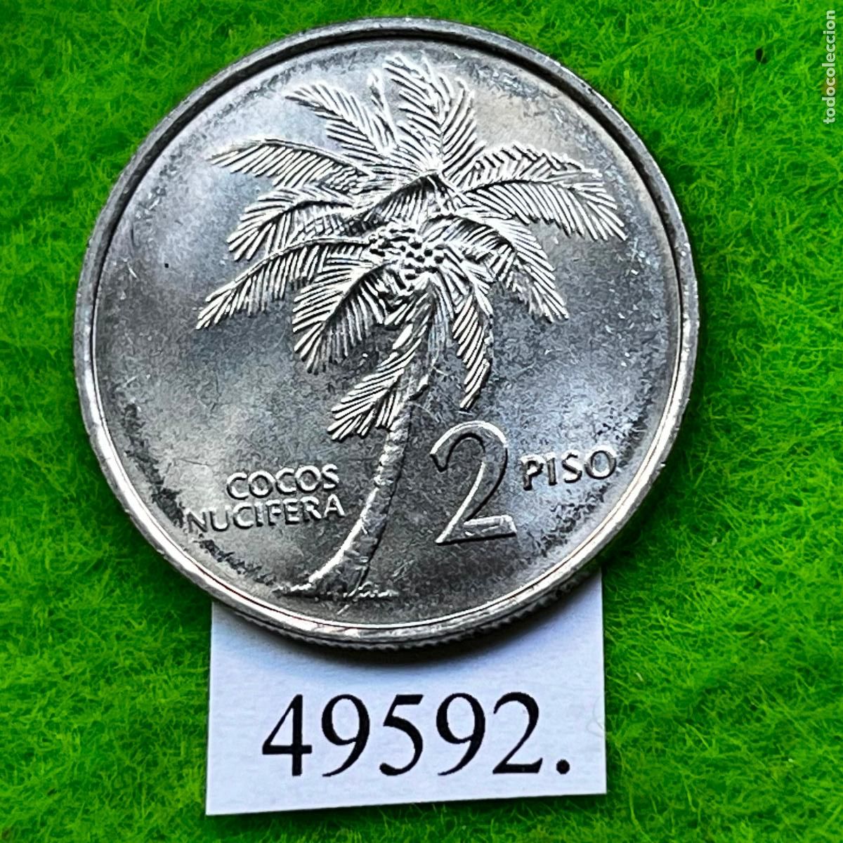 Monedas antiguas de Asia: Filipinas 2 Piso 1991 palmera de cocos, pesos, Cocos nucifera