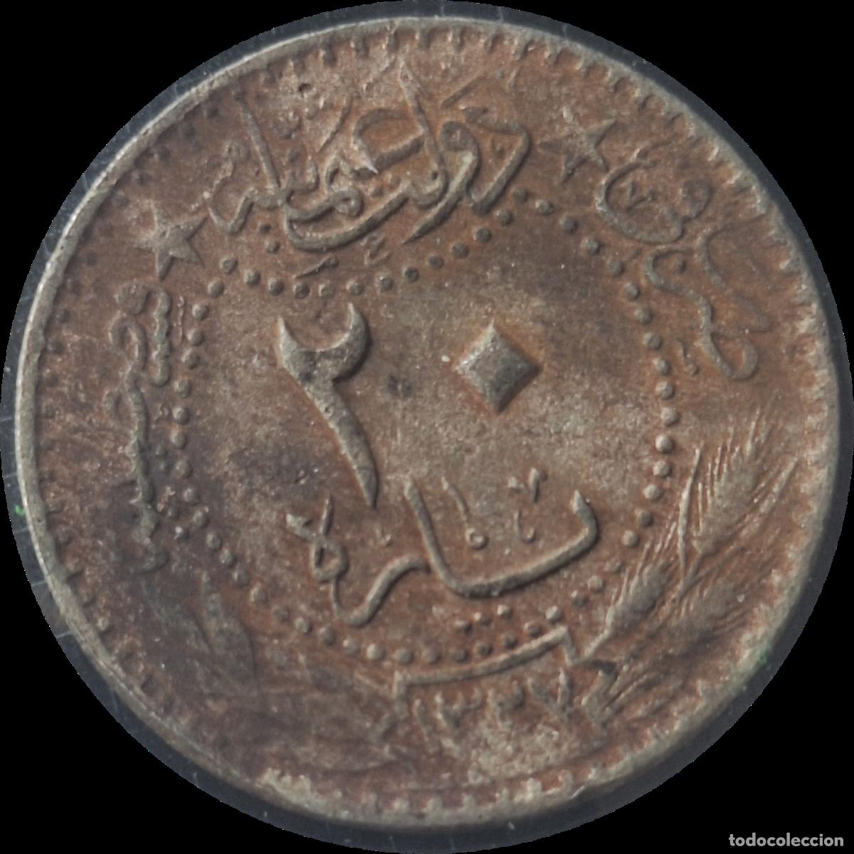 Monete antiche di Asia: Imperio otomano. 20 para 1909 (1327 fecha &aacute;rabe). Constantinopla. Ceca 1 entre 7