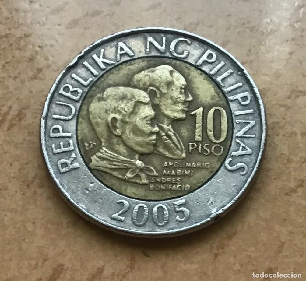 Old Coins of Asia: 10 piso de Filipinas. A&ntilde;o 2005