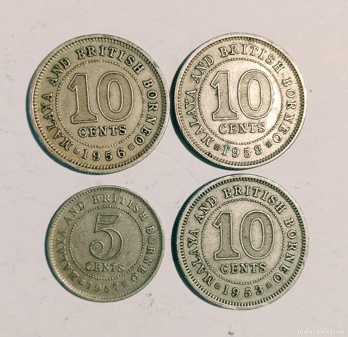 Monedas antiguas de Asia: BORNEO BRIT&Aacute;NICO 4 monedas d