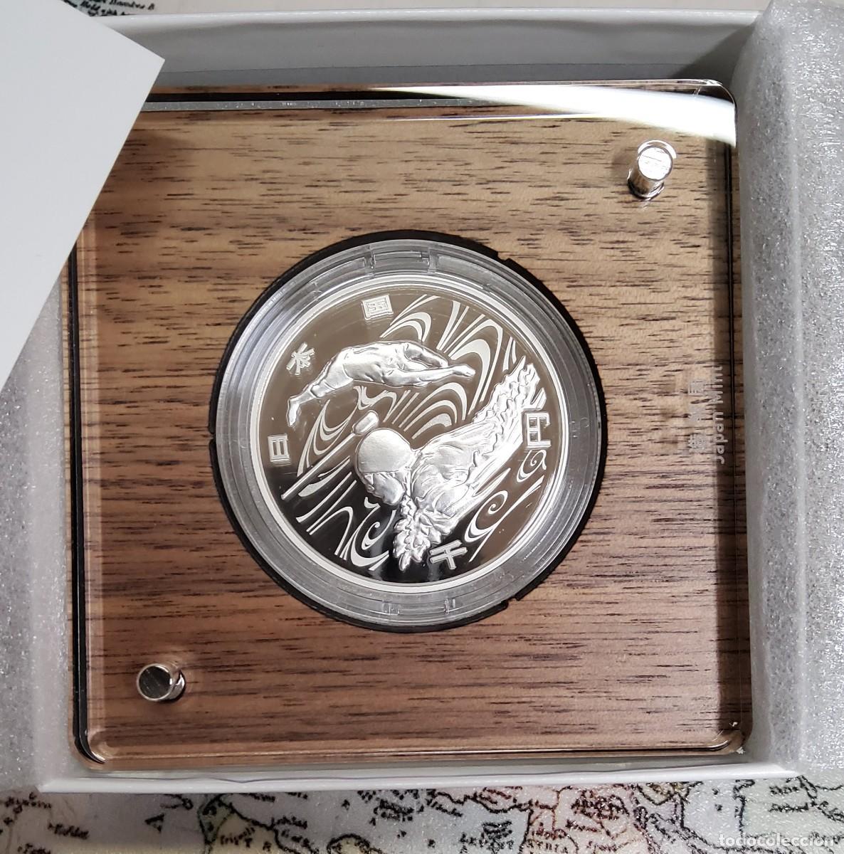 Monete antiche di Asia: 1000 yen de JAP&Oacute;N.JUEGOS PARAL&Iacute;MPICO DE TOKYO 2020.NATACI&Oacute;N.PROFF.ESTUCHE LUJO.