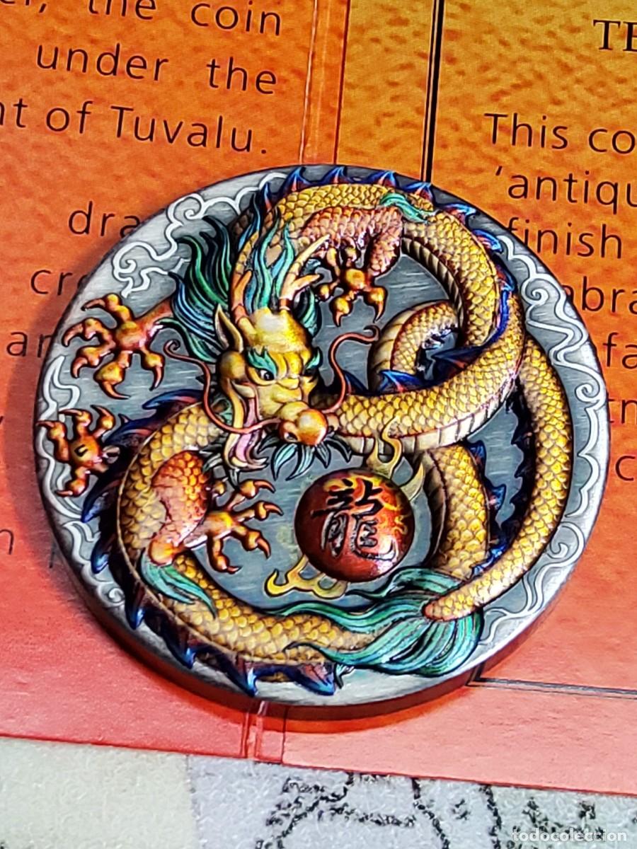 Monete antiche di Asia: Tuvalu 2 d&oacute;lares del 2022 Rainbow Imperial Dragon 2 ONZAS. PROFF Plata 9999