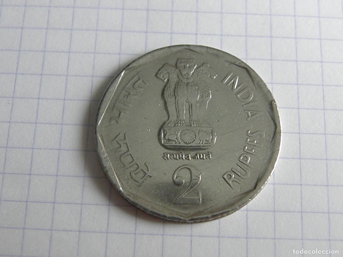 Monete antiche di Asia: 2 RUPEES INDIA 1990 KM#121.2 INTEGRACI&Oacute;N NACIONAL MAPA BANDERA CUPRONIQUEL