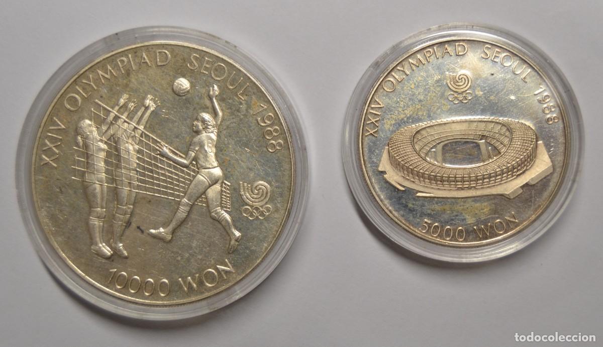 Alte M&uuml;nzen aus Asien: COREA DEL SUR - 2 MONEDAS PLATA 1987 5000 Y 10000 WON - JUEGOS OLIMPICOS - LOTE 5749