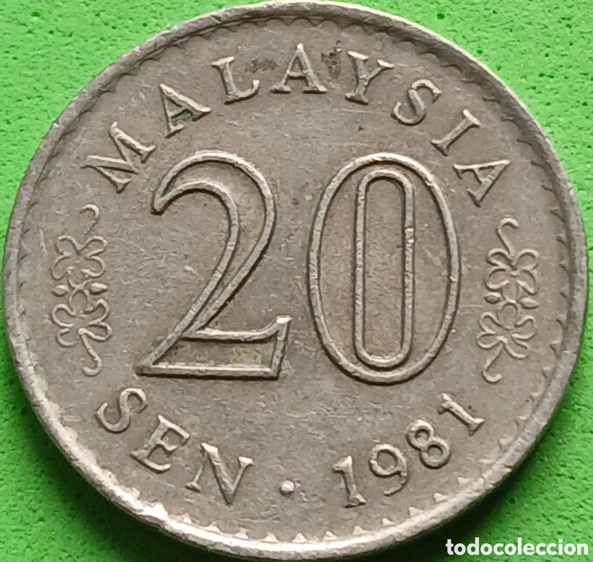Alte M&uuml;nzen aus Asien: Malasia 20 sen 1981 km#4 sin marca de ceca