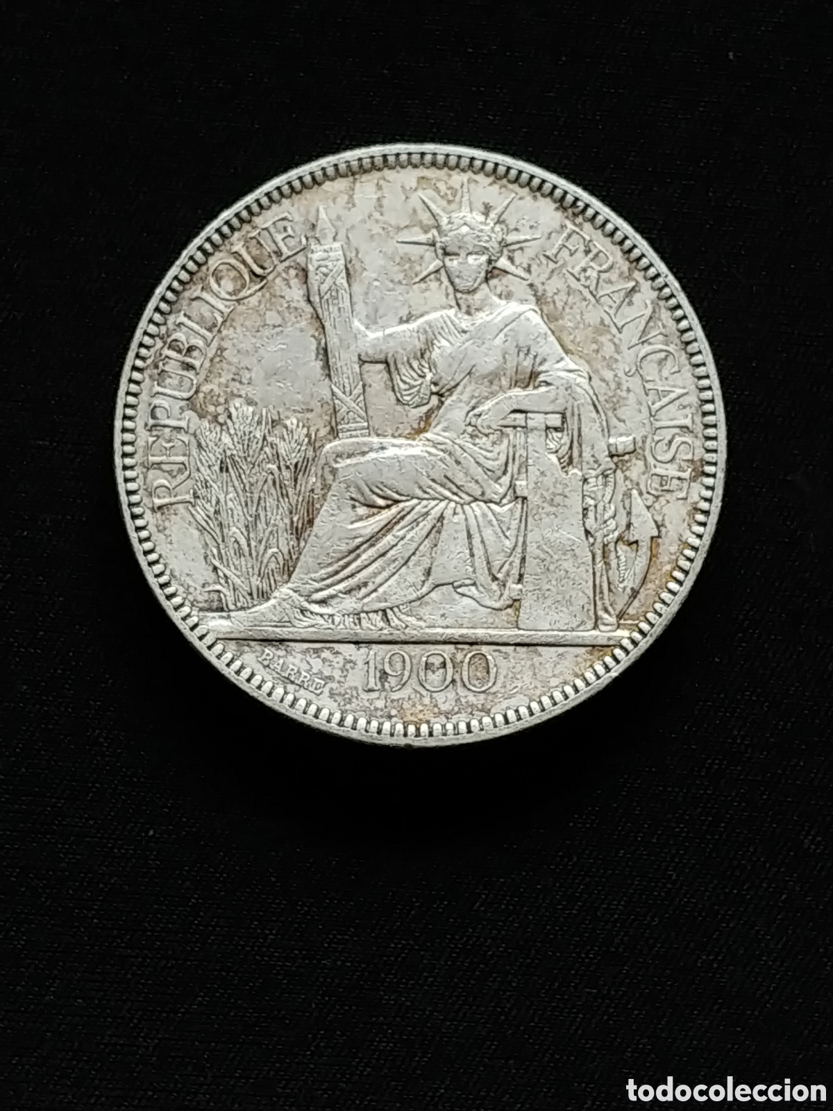 Alte M&uuml;nzen aus Asien: Indochina Francesa, 1 Piastre 1900 -&rdquo;A&rdquo;, plata .900 mls.