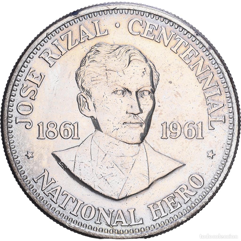 Old Coins of Asia: [#1547699] Filipinas, 1 Peso, Jos&eacute; Rizal, 1961, Philadelphia, Plata, MBC, KM:192
