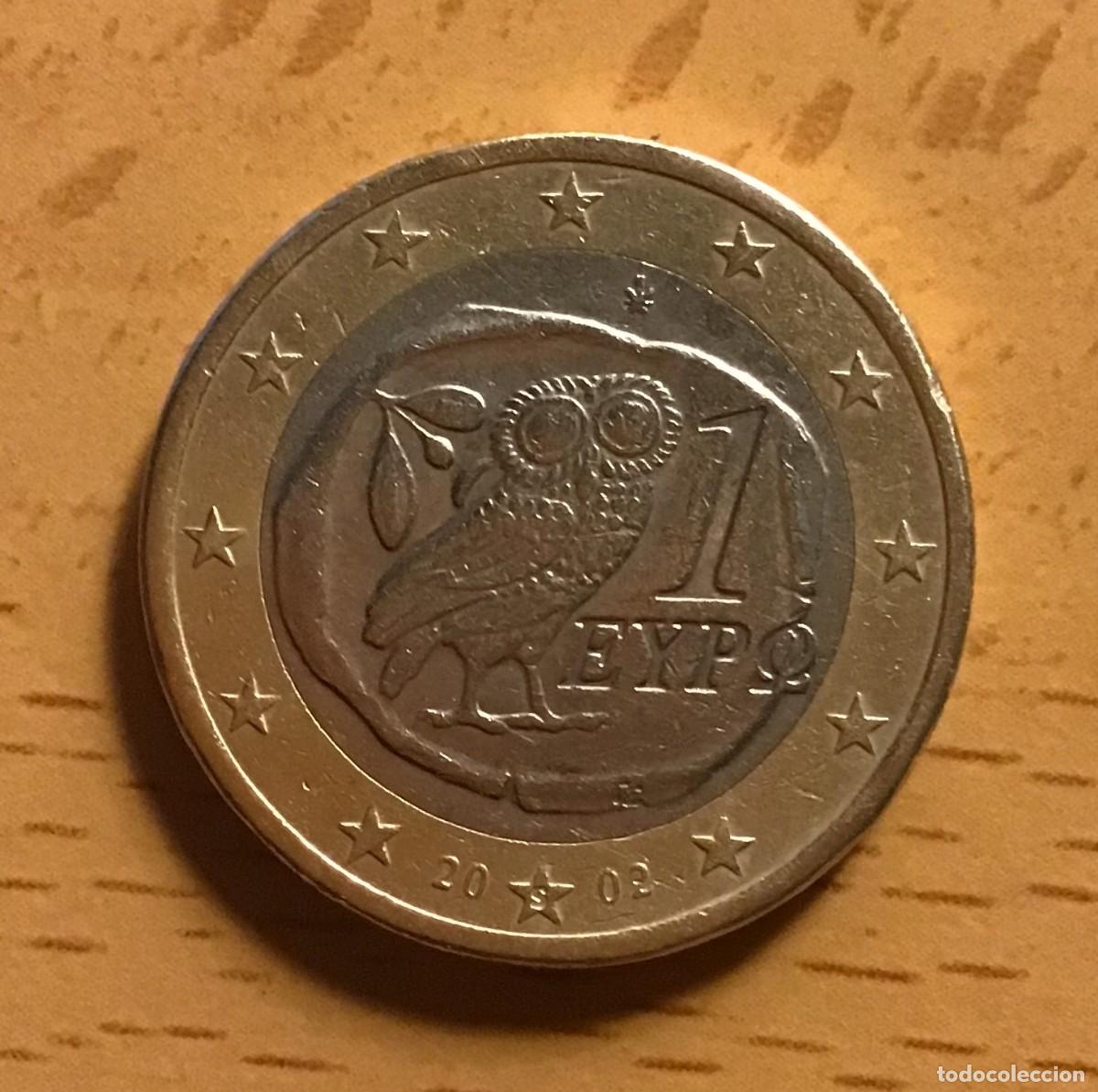 Old Coins of Asia: 1 euro de Grecia. A&ntilde;o 2002. Marca de ceca S en la estrella