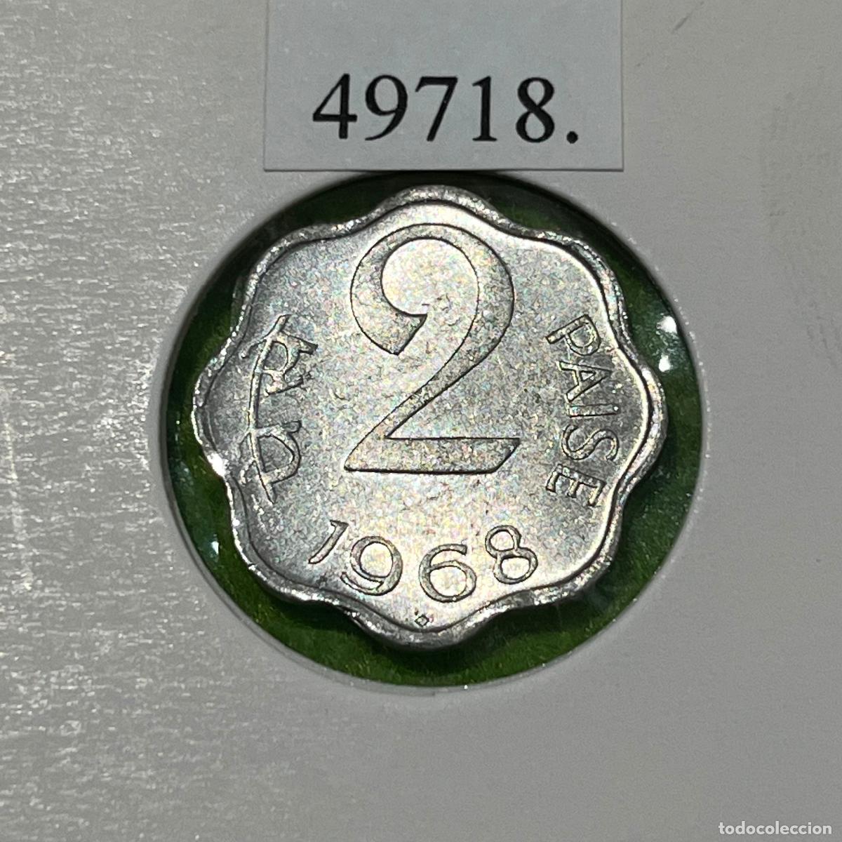 Monedas antiguas de Asia: India 2 paisa, 1968 Bombay