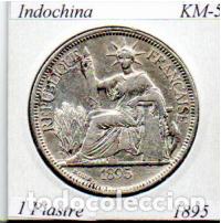 Monedas antiguas de Asia: INDOCHINA 1895, 1 PIASTRE, KM-5, AG, MBC; 45,95 &euro; 1