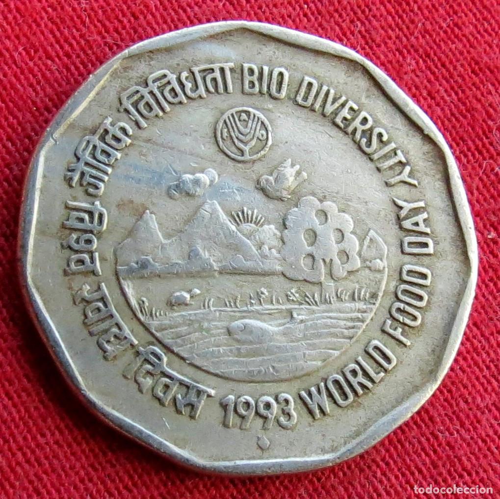 Monedas antiguas de Asia: India 2 rupees 1993 FAO #2