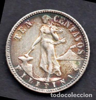 Monedas antiguas de Asia: FILIPINAS - 10 CENTAVOS de PLATA - 1945