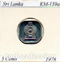 Monedas antiguas de Asia: SRI LANKA 1978, 5 CENTS, KM-139a, SC; 0,95 &euro; 1