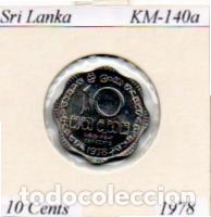 Monedas antiguas de Asia: SRI LANKA 1978, 10 CENTS, KM-140a, SC; 0,95 &euro; 1