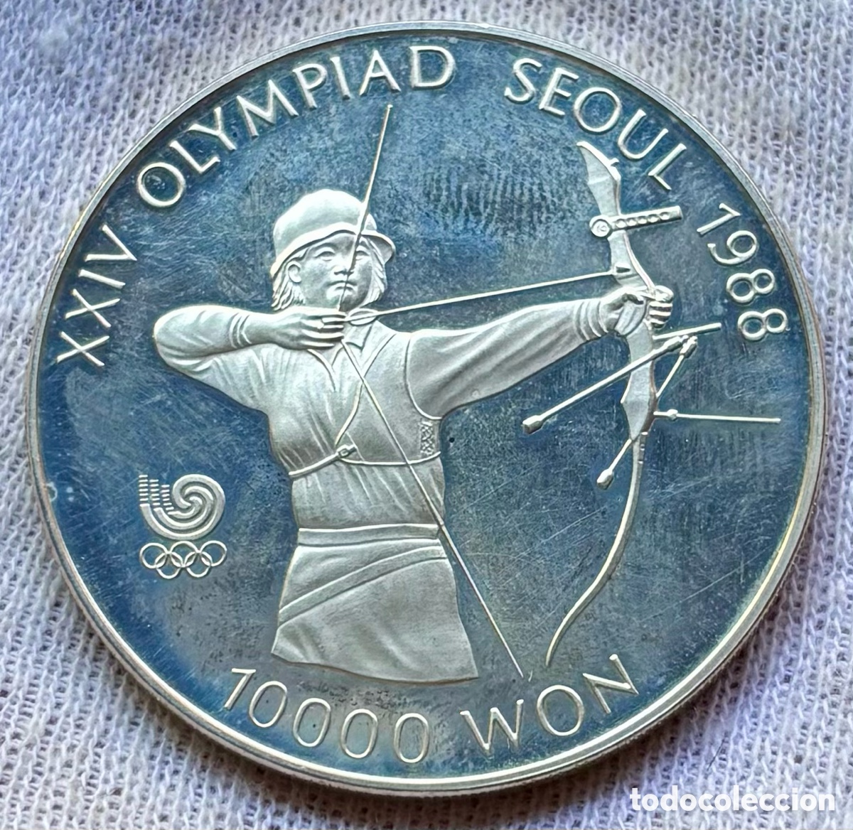 Monedas antiguas de Asia: Moneda PLATA COREA DEL SUR 10000 Won 1987 Tiro al Arco. Olimpiadas Se&uacute;l. Korea Oz