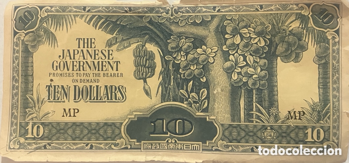 Monedas antiguas de Asia: Billete 10$ d&oacute;lares Japanese Gov 1942-1944