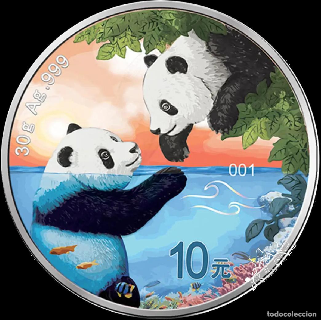 Monedas antiguas de Asia: Panda China Four Elements WATER 10 Yuan moneda PLATA 999 2023 Tirada 300