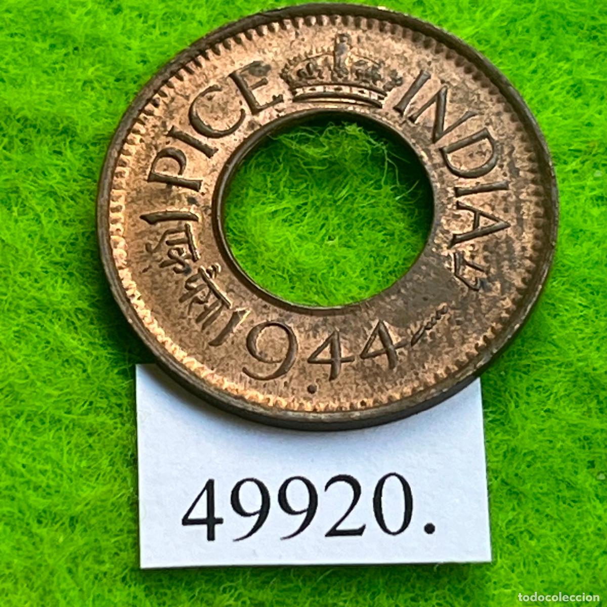 Monedas antiguas de Asia: India Brit&aacute;nica 1 pice 1944 B