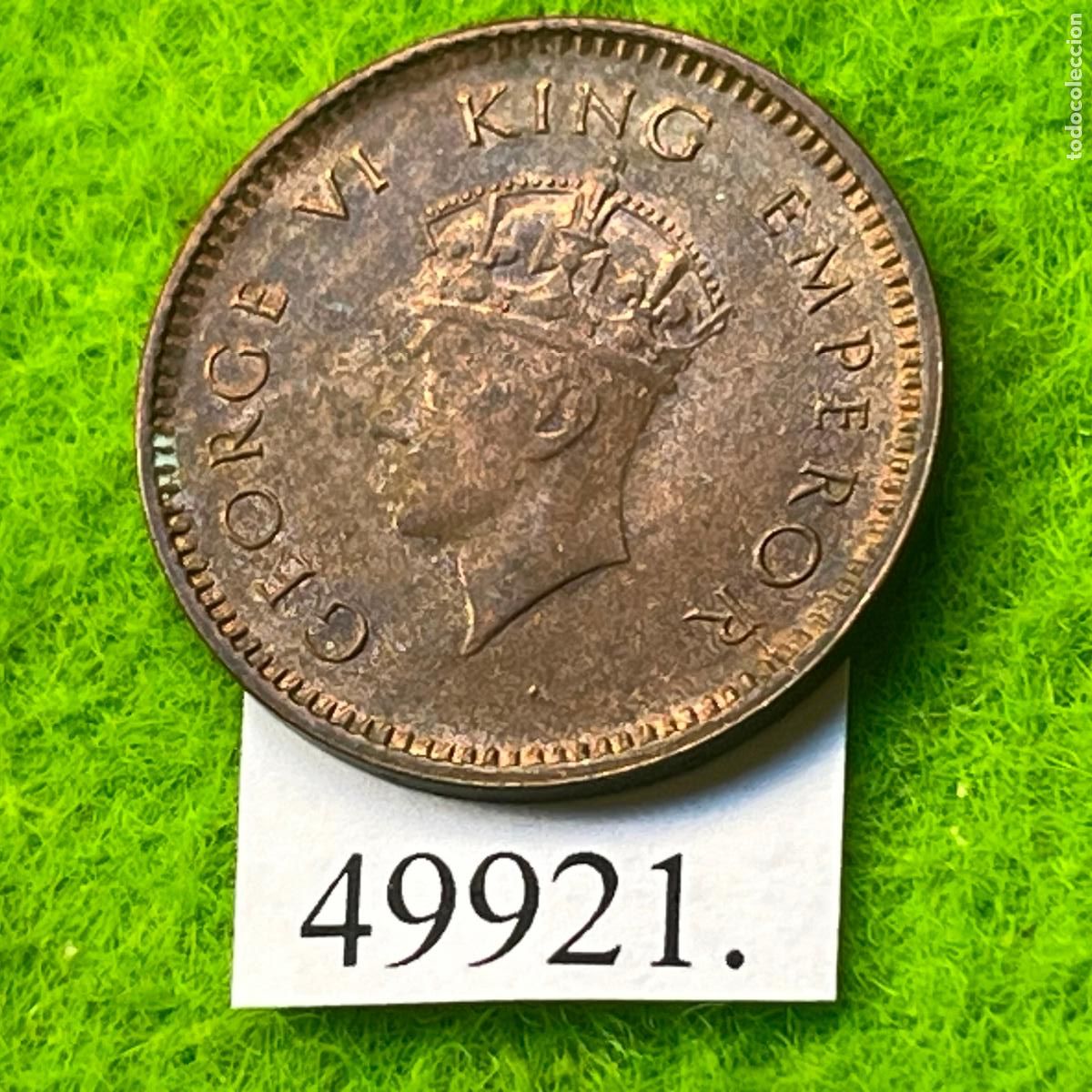 Monedas antiguas de Asia: India Brit&aacute;nica 1/2 pice 1940 B
