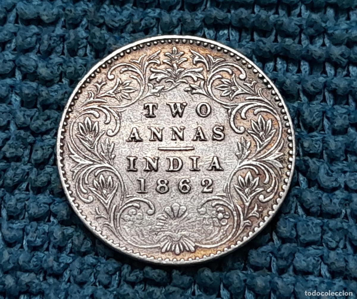 Monedas antiguas de Asia: India Brit&aacute;nica, Victoria, 2 Annas 1862