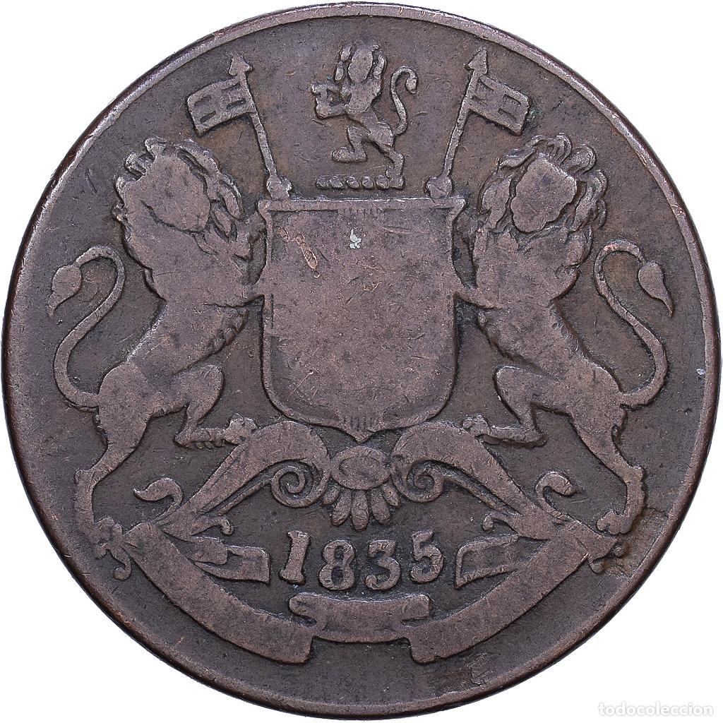 Monedas antiguas de Asia: [#1552620] India-Brit&aacute;nica, 1/2 Anna, 1835, Bombay, Cobre, BC+, KM:447.1