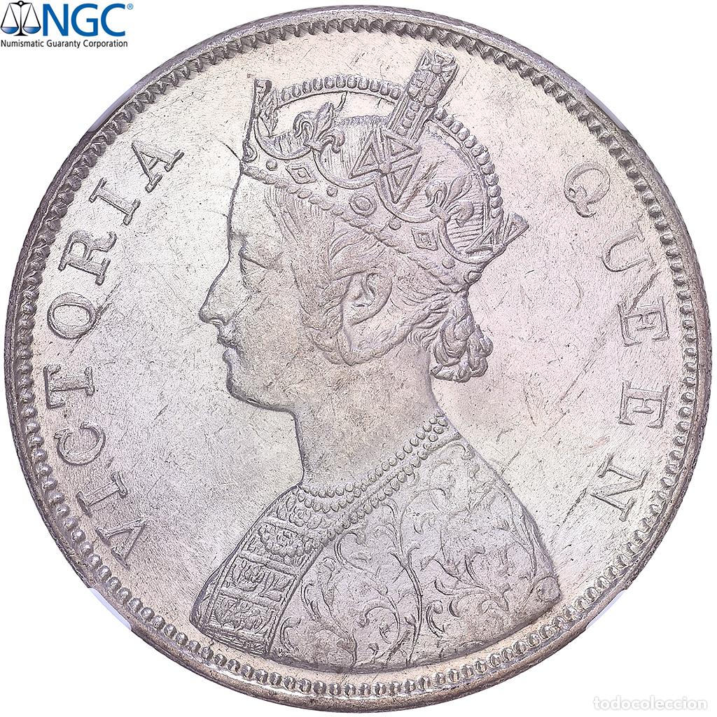 Monedas antiguas de Asia: [#1548179] India-Brit&aacute;nica, Victoria, 1 Rupee, 1862, Bombay, 2/0, Plata, NGC, MS62, KM:473