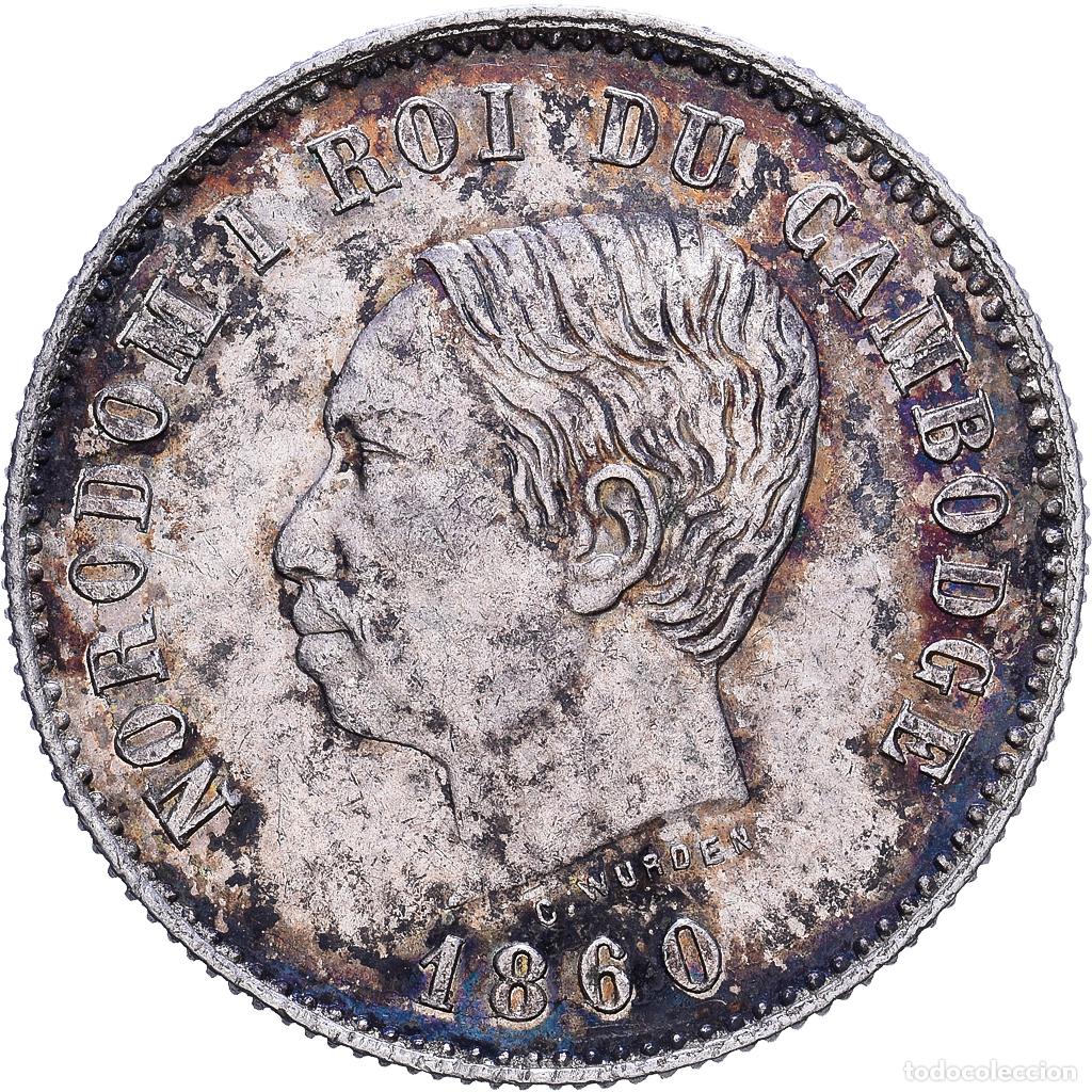 Monedas antiguas de Asia: [#982602] Camboya, Norodom I, 2 Francs, 1860, Bruxelles, Original Strike, Plata, EBC
