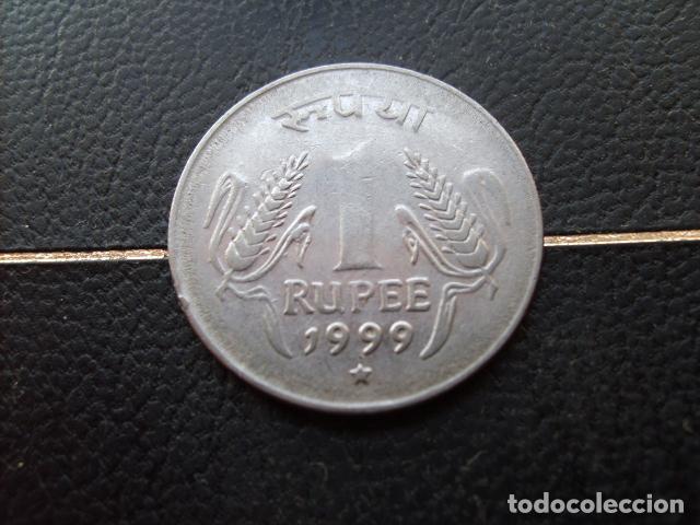 Monedas antiguas de Asia: * INDIA 1 RUPIA 1999 ESTRELLA