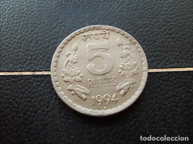 Monedas antiguas de Asia: * INDIA 5 RUPIAS 1994 DIAMANTE