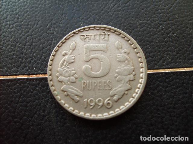 Monedas antiguas de Asia: * INDIA 5 RUPIAS 1996