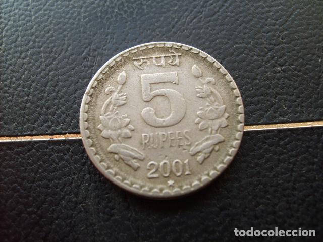Monedas antiguas de Asia: * INDIA 5 RUPIAS 2001 ESTRELLA