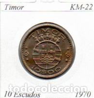 Monedas antiguas de Asia: TIMOR 1970, 10 ESCUDOS, KM-22, SC; 8,95 &euro; 1