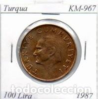 Monedas antiguas de Asia: TURQUIA 1987, 100 LIRA, KM-967. CIRCULADA; 0,95 &euro; 1