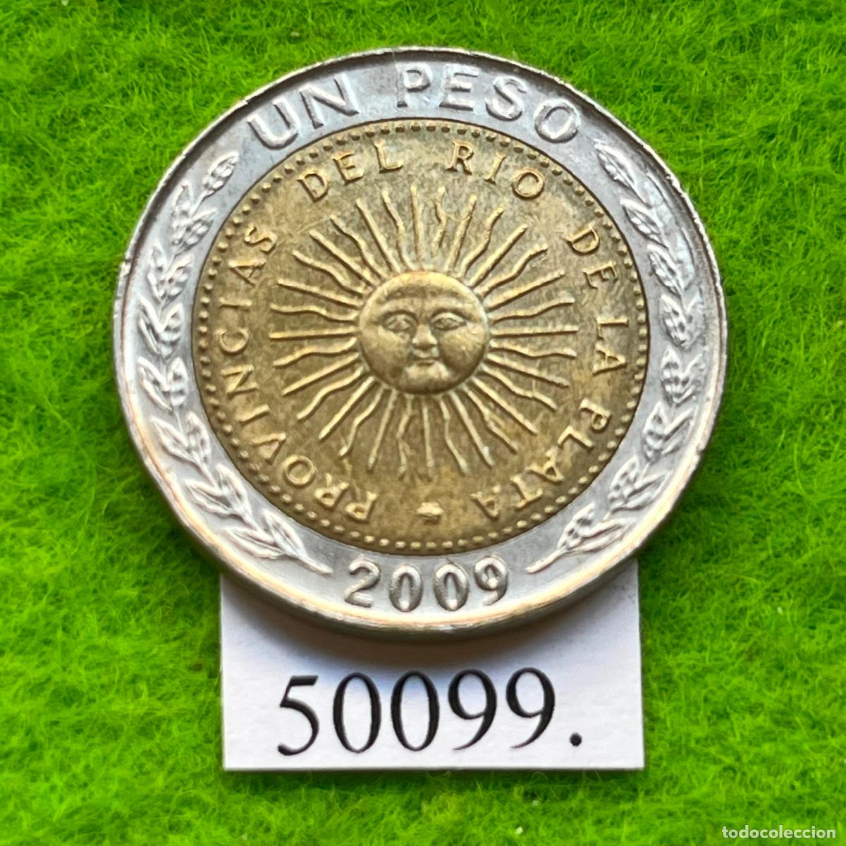 Monedas antiguas de Asia: Argentina 1 peso 2009 B, Buenos Aires, 2 largo, 9 corto, bimet&aacute;lica