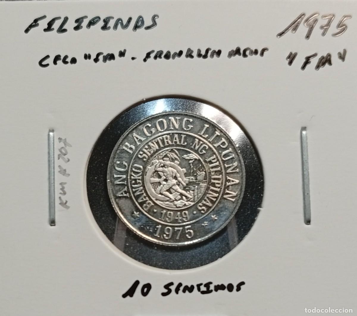 Monedas antiguas de Asia: FILIPINAS 10 C&Eacute;NTIMOS / SENTIMOS 1975 FM KM#207 SC UNC FRANKLIN MINT.