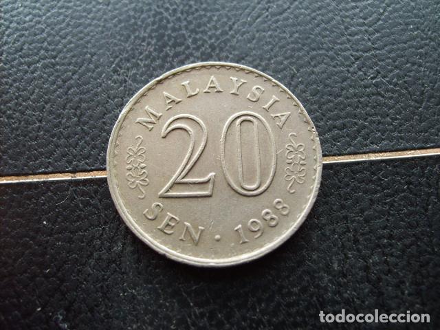 Monedas antiguas de Asia: * MALASIA 20 SEN 1988