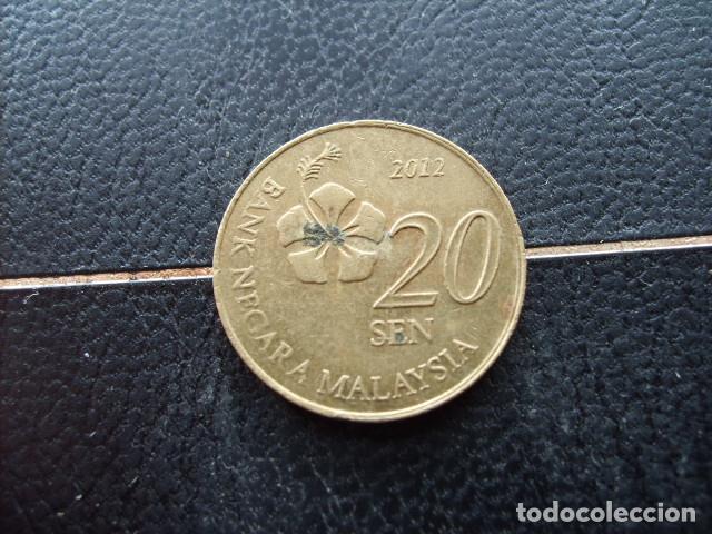 Monedas antiguas de Asia: * MALASIA 20 SEN 2012