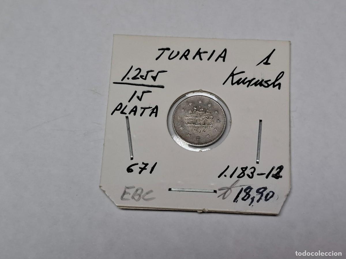 Monedas antiguas de Asia: 1 KURUSH de PLATA de 1255 KM 671 TURQUIA en EBC