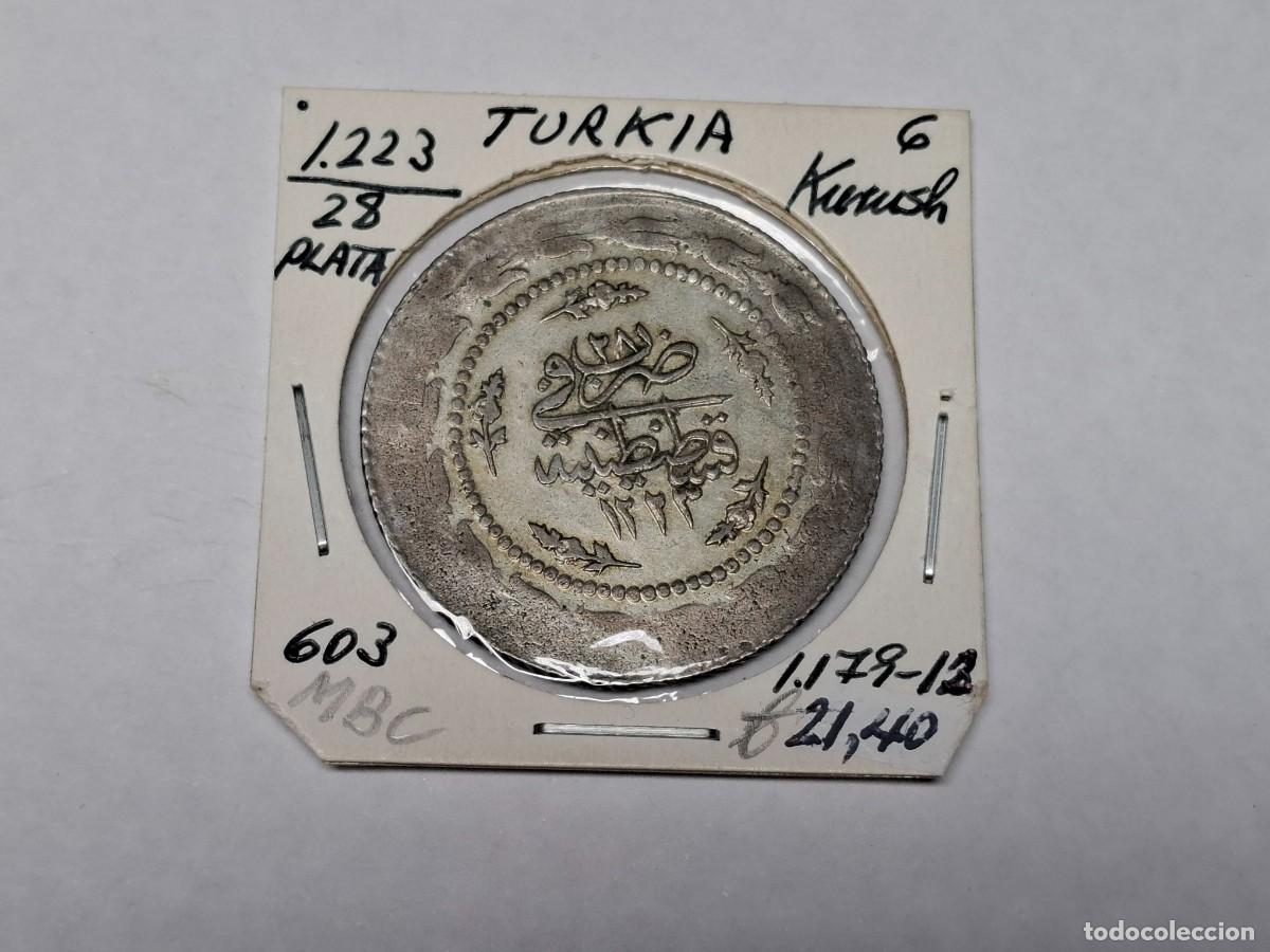 Monedas antiguas de Asia: 6 KURUSH de PLATA de 1223 28 KM 603 TURQUIA en MBC