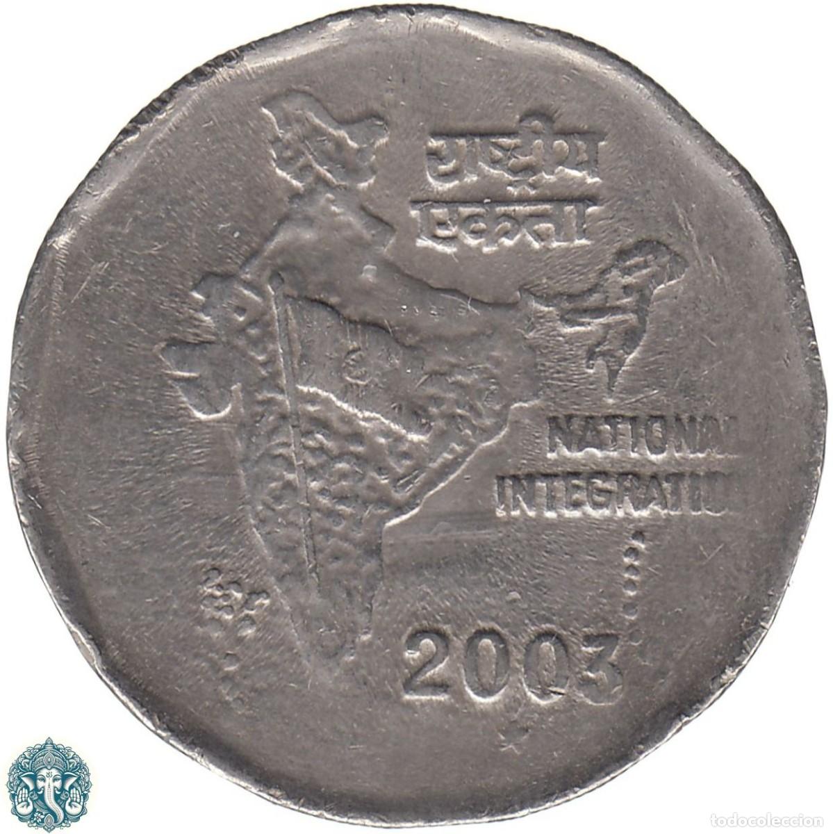 Monedas antiguas de Asia: INDIA 2 Rupias 2003 Ceca ☆ Hyderabad KM#121.5