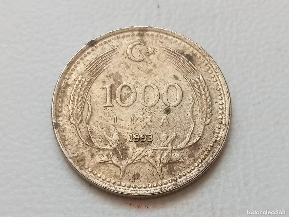 Monedas antiguas de Asia: TURQU&Iacute;A 1000 LIRAS 1993 KM#997
