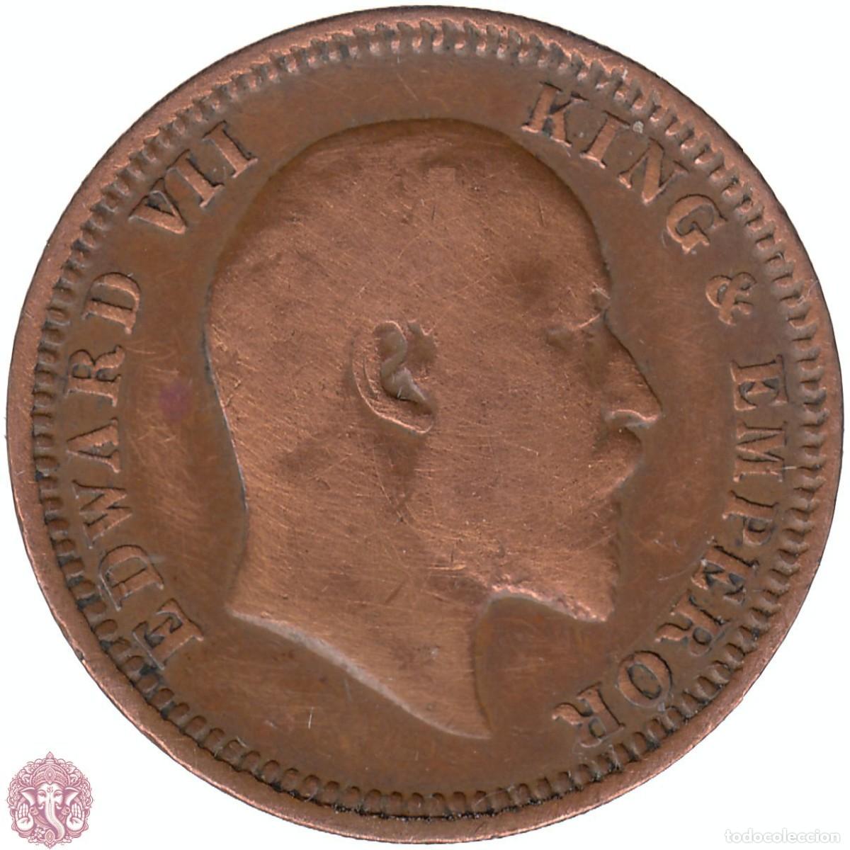 Monedas antiguas de Asia: INDIA BRIT&Aacute;NICA &frac14; Un cuarto de Anna 1904 Ceca Calcuta KM#501