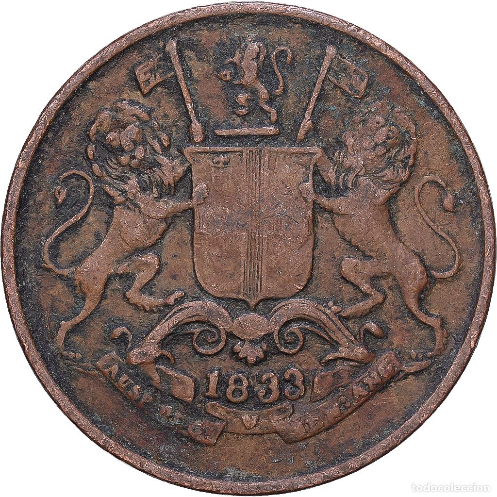 Monedas antiguas de Asia: [#1168334] India-Brit&aacute;nica, BOMBAY PRESIDENCY, 1/4 Anna, Paisa, 1833, Calcutta, Cobre