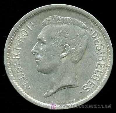 Moedas antigas da Europa: BELGICA - 5 FRANCOS-UN BELGA 1934   EBC-